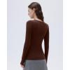 imageSUUKSESS Cloud Cashmere Women Crew Neck Fitted Long Sleeve Shirt Basic Knit TopsBrown