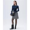 imageSUUKSESS Cloud Cashmere Women Crew Neck Fitted Long Sleeve Shirt Basic Knit TopsNavy Blue