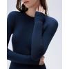imageSUUKSESS Cloud Cashmere Women Crew Neck Fitted Long Sleeve Shirt Basic Knit TopsNavy Blue