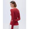 imageSUUKSESS Cloud Cashmere Women Crew Neck Fitted Long Sleeve Shirt Basic Knit TopsRed