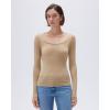 imageSUUKSESS Cloud Cashmere Women Scoop Neck Fitted Long Sleeve Shirt Basic Knit TopsApricot