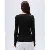 imageSUUKSESS Cloud Cashmere Women Scoop Neck Fitted Long Sleeve Shirt Basic Knit TopsBlack