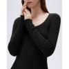 imageSUUKSESS Cloud Cashmere Women Scoop Neck Fitted Long Sleeve Shirt Basic Knit TopsBlack