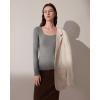 imageSUUKSESS Cloud Cashmere Women Scoop Neck Fitted Long Sleeve Shirt Basic Knit TopsHemp Gray