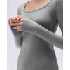 imageSUUKSESS Cloud Cashmere Women Scoop Neck Fitted Long Sleeve Shirt Basic Knit TopsHemp Gray