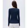 imageSUUKSESS Cloud Cashmere Women Scoop Neck Fitted Long Sleeve Shirt Basic Knit TopsNavy Blue