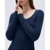 imageSUUKSESS Cloud Cashmere Women Scoop Neck Fitted Long Sleeve Shirt Basic Knit TopsNavy Blue