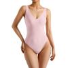 imageSUUKSESS Women 2 Piece Thong Bodysuit Sexy V Neck Backless Sleeveless Tank TopsPack Yellowpink