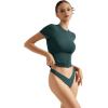 imageSUUKSESS Women Double Lined Fitted Basic Tee Crew Neck Short Sleeve Y2K Crop TopEmerald