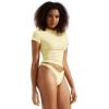 imageSUUKSESS Women Double Lined Fitted Basic Tee Crew Neck Short Sleeve Y2K Crop TopYellow