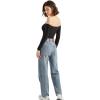 imageSUUKSESS Women Off the Shoulder Long Sleeve Bodysuit Double Lined Thong BodysuitBlack