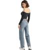imageSUUKSESS Women Off the Shoulder Long Sleeve Bodysuit Double Lined Thong BodysuitBlack Polka Dots
