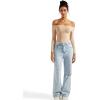 imageSUUKSESS Women Off the Shoulder Long Sleeve Bodysuit Double Lined Thong BodysuitNude