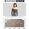 imageSUUKSESS Women Off the Shoulder Long Sleeve Bodysuit Double Lined Thong BodysuitNude