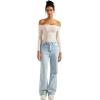 imageSUUKSESS Women Off the Shoulder Long Sleeve Bodysuit Double Lined Thong BodysuitStone