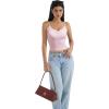imageSUUKSESS Women Padded Lace Double Lined Tank Tops Sexy V Neck Summer Going Out TopBaby Powder