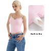 imageSUUKSESS Women Padded Lace Double Lined Tank Tops Sexy V Neck Summer Going Out TopBaby Powder