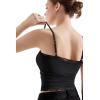 imageSUUKSESS Women Padded Lace Double Lined Tank Tops Sexy V Neck Summer Going Out TopBlack