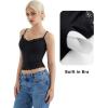 imageSUUKSESS Women Padded Lace Double Lined Tank Tops Sexy V Neck Summer Going Out TopBlack