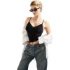 imageSUUKSESS Women Padded Lace Double Lined Tank Tops Sexy V Neck Summer Going Out TopBlack