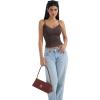 imageSUUKSESS Women Padded Lace Double Lined Tank Tops Sexy V Neck Summer Going Out TopBrown