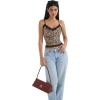 imageSUUKSESS Women Padded Lace Double Lined Tank Tops Sexy V Neck Summer Going Out TopLeopard