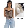 imageSUUKSESS Women Padded Lace Double Lined Tank Tops Sexy V Neck Summer Going Out TopLeopard