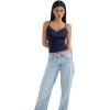 imageSUUKSESS Women Padded Lace Double Lined Tank Tops Sexy V Neck Summer Going Out TopNavy Blue