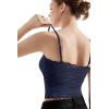 imageSUUKSESS Women Padded Lace Double Lined Tank Tops Sexy V Neck Summer Going Out TopNavy Blue