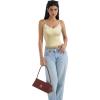 imageSUUKSESS Women Padded Lace Double Lined Tank Tops Sexy V Neck Summer Going Out TopPale Yellow