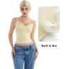 imageSUUKSESS Women Padded Lace Double Lined Tank Tops Sexy V Neck Summer Going Out TopPale Yellow