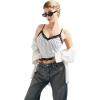 imageSUUKSESS Women Padded Lace Double Lined Tank Tops Sexy V Neck Summer Going Out TopPulka Dots White