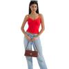 imageSUUKSESS Women Padded Lace Double Lined Tank Tops Sexy V Neck Summer Going Out TopRed