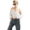 imageSUUKSESS Women Padded Lace Double Lined Tank Tops Sexy V Neck Summer Going Out TopWhite