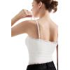 imageSUUKSESS Women Padded Lace Double Lined Tank Tops Sexy V Neck Summer Going Out TopWhite