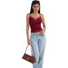 imageSUUKSESS Women Padded Lace Double Lined Tank Tops Sexy V Neck Summer Going Out TopWine Red