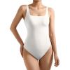 imageSUUKSESS Women Sexy Square Neck Thong Bodysuit Backless Sleeveless Tank Tops01 Snow White