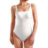 imageSUUKSESS Women Sexy Square Neck Thong Bodysuit Backless Sleeveless Tank Tops01 Snow White