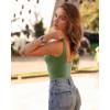 imageSUUKSESS Women Sexy Square Neck Thong Bodysuit Backless Sleeveless Tank TopsArmy Green