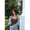 imageSUUKSESS Women Sexy Square Neck Thong Bodysuit Backless Sleeveless Tank TopsBrown