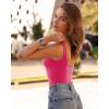 imageSUUKSESS Women Sexy Square Neck Thong Bodysuit Backless Sleeveless Tank TopsHot Pink