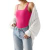 imageSUUKSESS Women Sexy Square Neck Thong Bodysuit Backless Sleeveless Tank TopsHot Pink