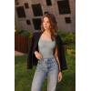 imageSUUKSESS Women Sexy Square Neck Thong Bodysuit Backless Sleeveless Tank TopsLight Gray
