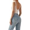 imageSUUKSESS Women Sexy Square Neck Thong Bodysuit Backless Sleeveless Tank TopsLvory Apricot