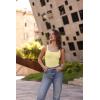 imageSUUKSESS Women Sexy Square Neck Thong Bodysuit Backless Sleeveless Tank TopsPale Yellow