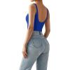 imageSUUKSESS Women Sexy Square Neck Thong Bodysuit Backless Sleeveless Tank TopsSapphire