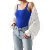imageSUUKSESS Women Sexy Square Neck Thong Bodysuit Backless Sleeveless Tank TopsSapphire