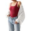 imageSUUKSESS Women Sexy Square Neck Thong Bodysuit Backless Sleeveless Tank TopsWine Red