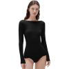 imageSUUKSESS Cloud Cashmere Women Boat Neck Fitted Long Sleeve Shirt Basic Knit TopsBlack