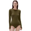 imageSUUKSESS Cloud Cashmere Women Crew Neck Fitted Long Sleeve Shirt Basic Knit TopsArmy Green